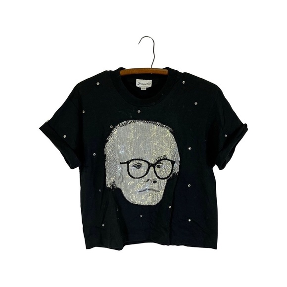 jeanette kastenberg vintage sequin Andy Warhol face t shirt - Picture 1 of 3
